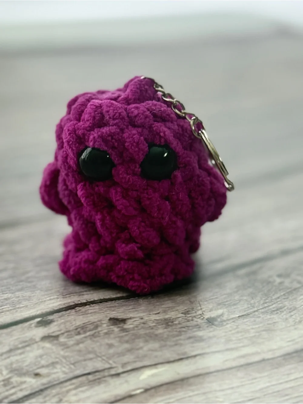 Handmade Purple Crochet Ghost Keychain – 3”
